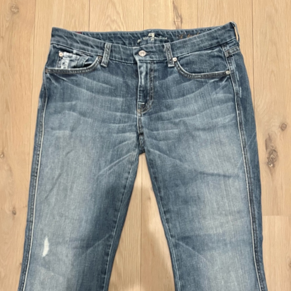 7 For All Mankind 7FAM "A" Pocket Bootcut Wide Flare Leg Jeans Blue Size 30 - Picture 3 of 16